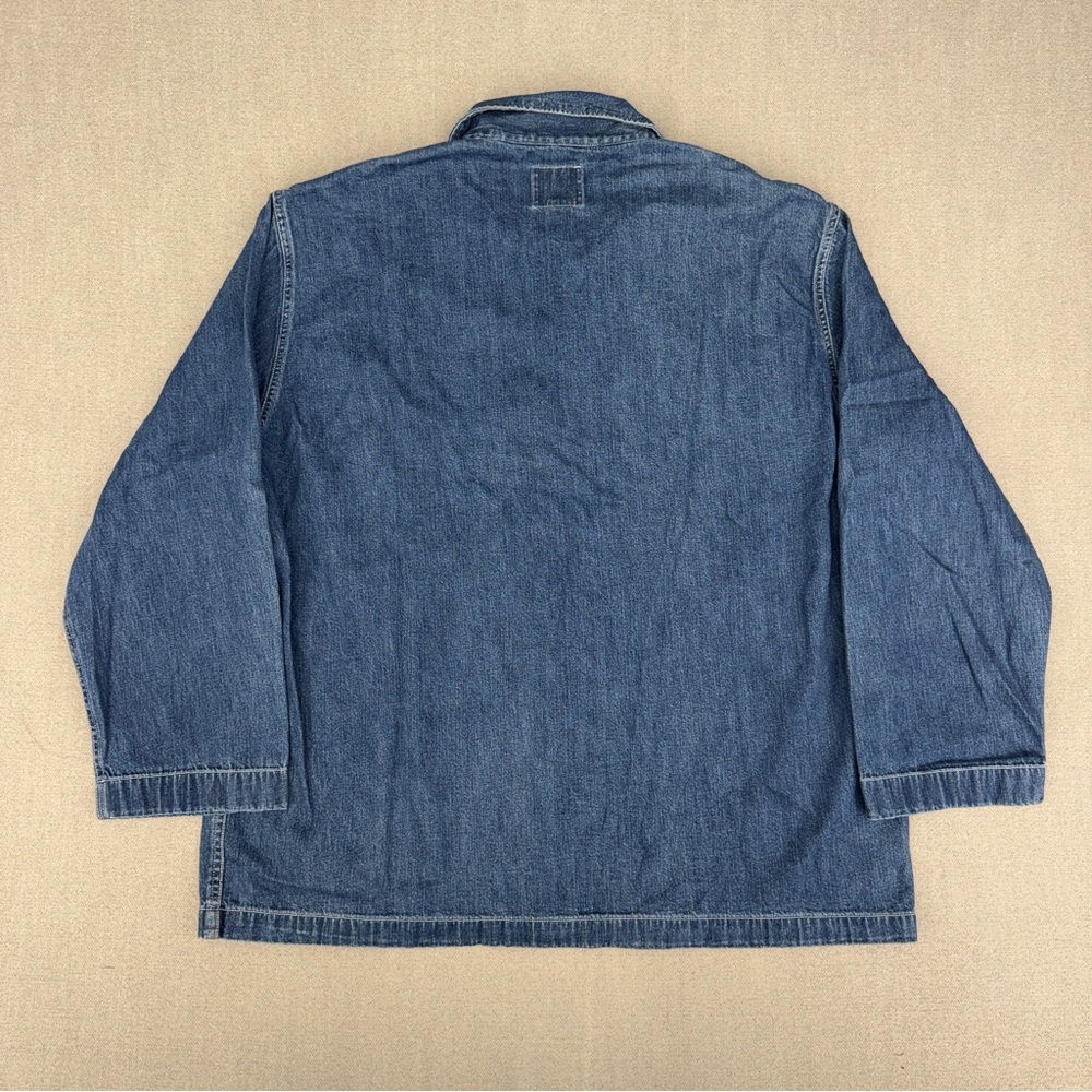 Y2K Polo Jeans Co Ralph Lauren Shacket Jacket Mens L Shirt Denim Pockets Chore - Picture 12 of 15